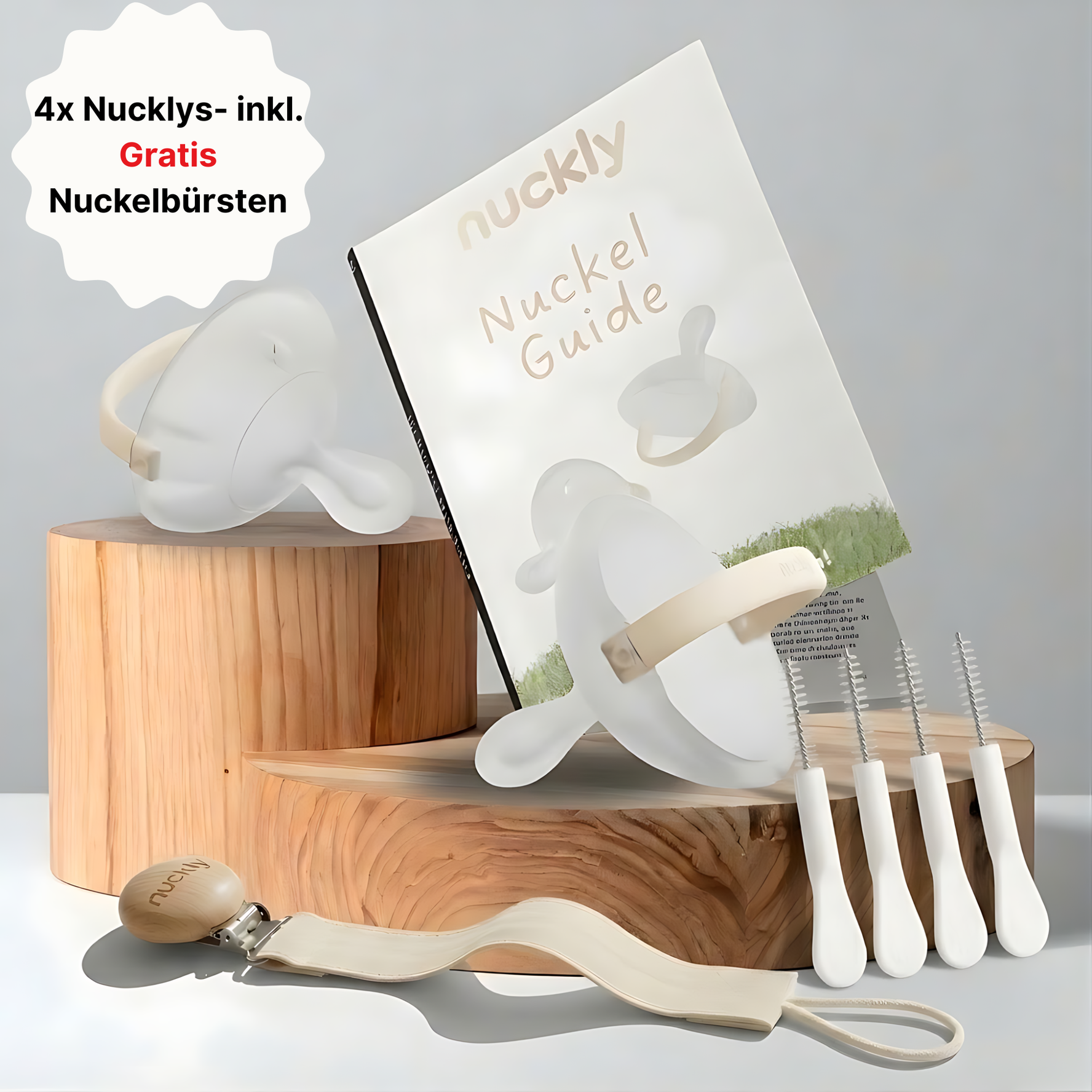 4x Nuckly NatureSense + Guide + Nuckly Chain & 4x Cleaning Brush